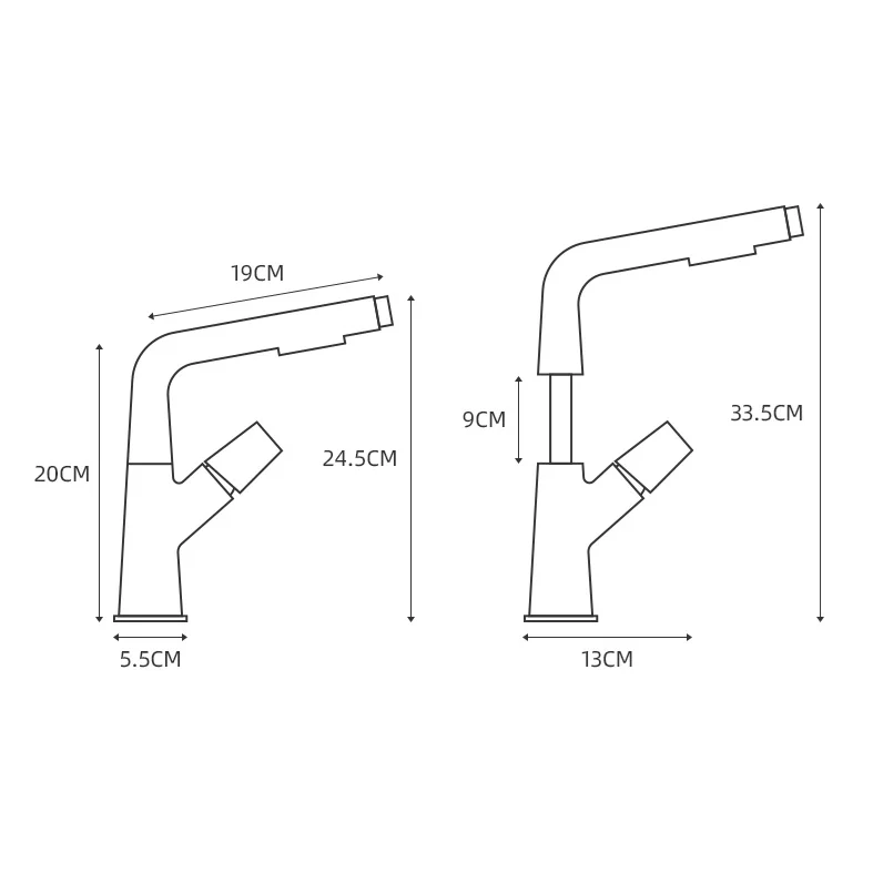 Pull Out Basin Faucet Hot and Cold Mixer Single Handle Taps Brass Basin Taps Lavatory Faucet Bathroom Thermostatic Faucets