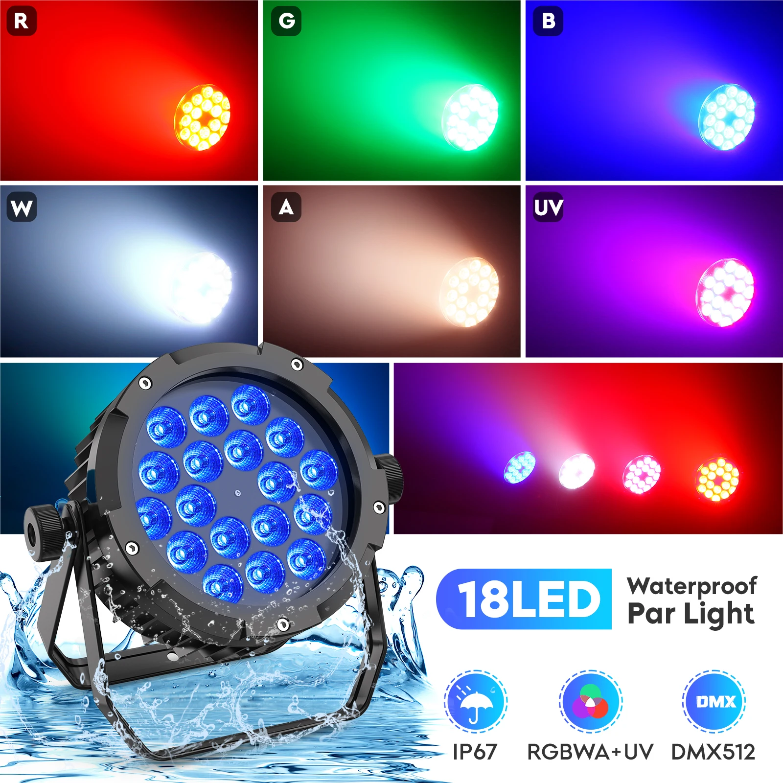 4pcs With Flight Case RGBWA UV 150W IP67 Waterproof Led Par Lights Disco Dj Hall Party Bar Event Outdoor RGB Stage Par Light