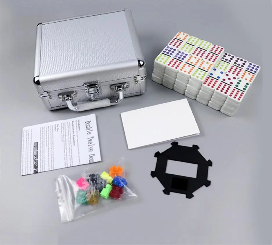 Classic Dominoes Game Double 12 Mexican Train Dominoes in Aluminum Box