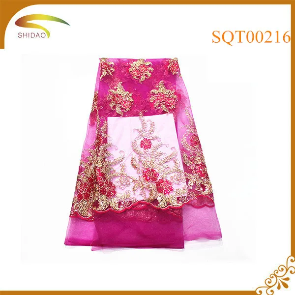 shidao royal blue textile african george lace fabric mesh embroidery