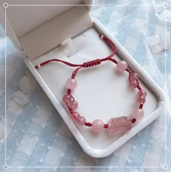 Модный брендовый розовый браслет из натурального камня, исцеляющий кристалл, украшенный бисером, мужской и женский браслет на удачу, ювелирные изделия