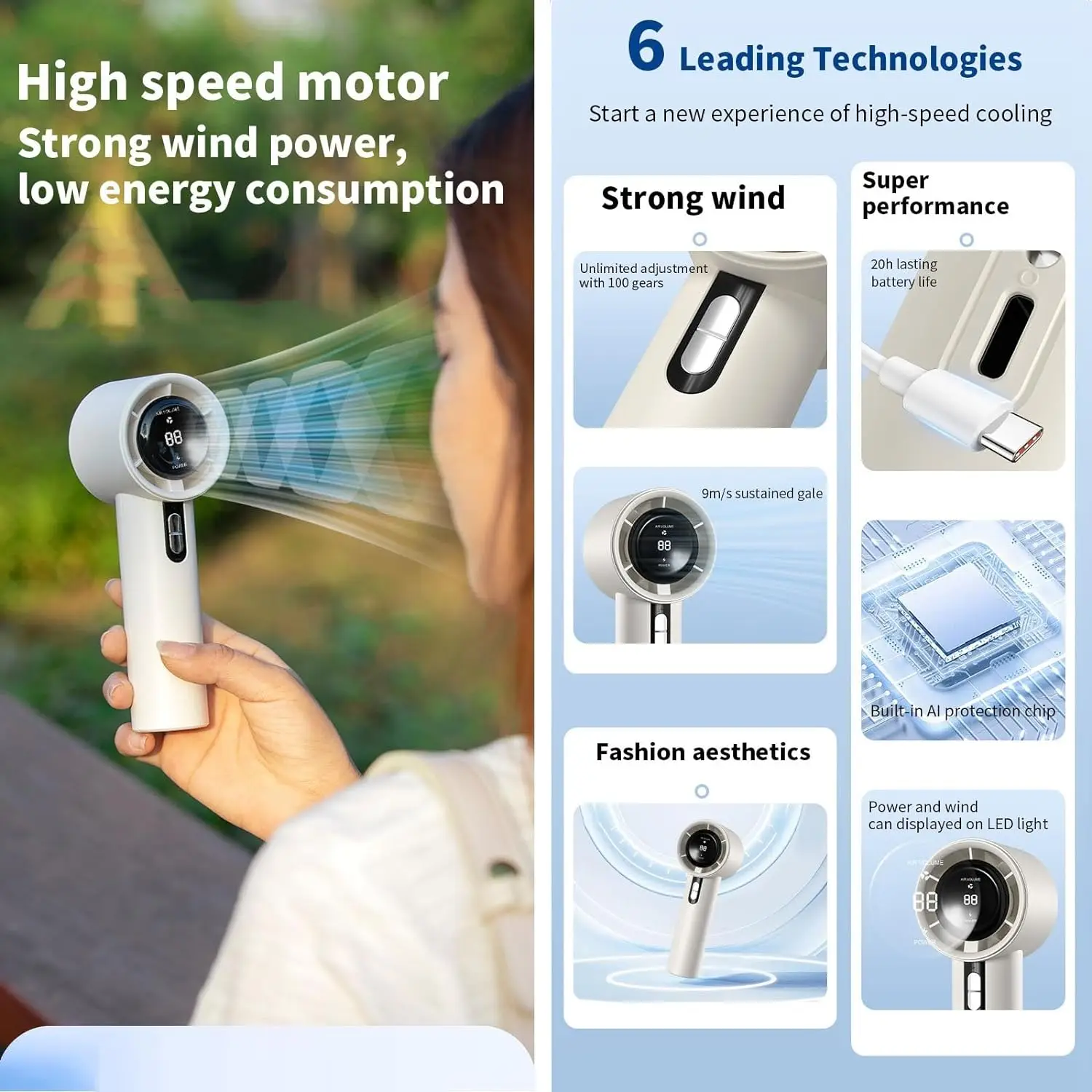 Shopify Sourcing Agent 2024 Handheld Portable Turbo Fan USB Rechargeable High Speed Electric Mini Cooling Fan