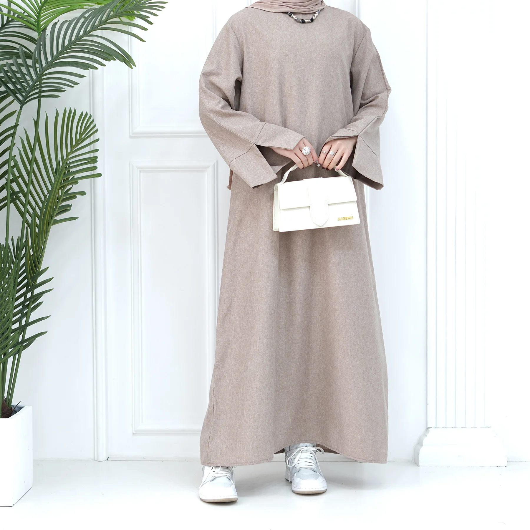 Yibaoli Manufacturer islamic clothing 5 colors linen abaya with open sleeve abaya women muslim dress new