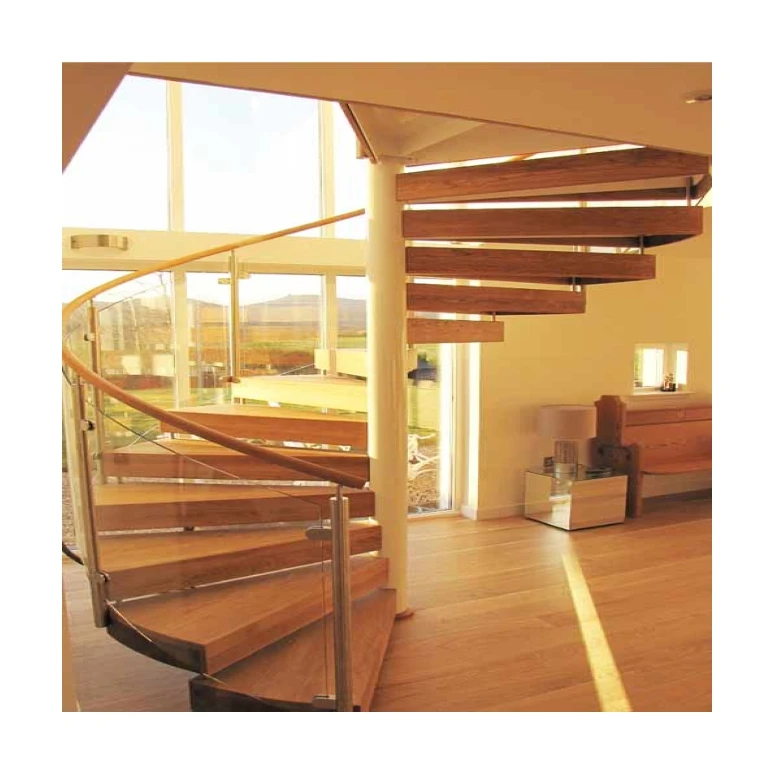 Modern Stylish Art Stainless Steel Spiral Stairs Customized Villa Tempered Top Grade Nice Looking Steel Helical Stairs