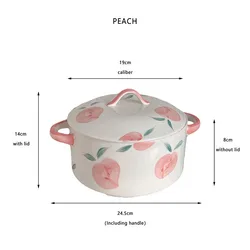 Cutelife Nordic White Fruit 1.5L Ceramic Bowl Kitchen Porcelain Soup Bowls Restaurant Decorative Dinnerware With Lid