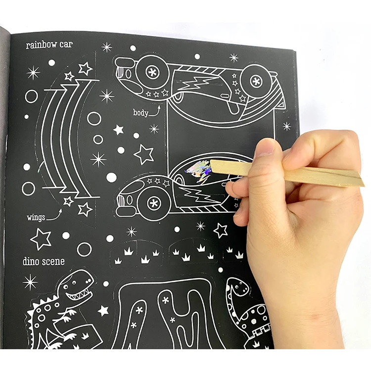 Custom Creative Children DIY Rainbow Color Painting Magic Scratch off Book