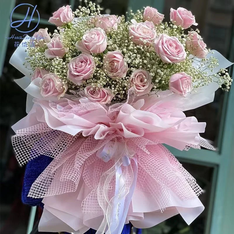 Wholesale Korean Classic Net Mesh Paper Roll Wrapping Flower Bouquet Gift Decor Wrapping Paper