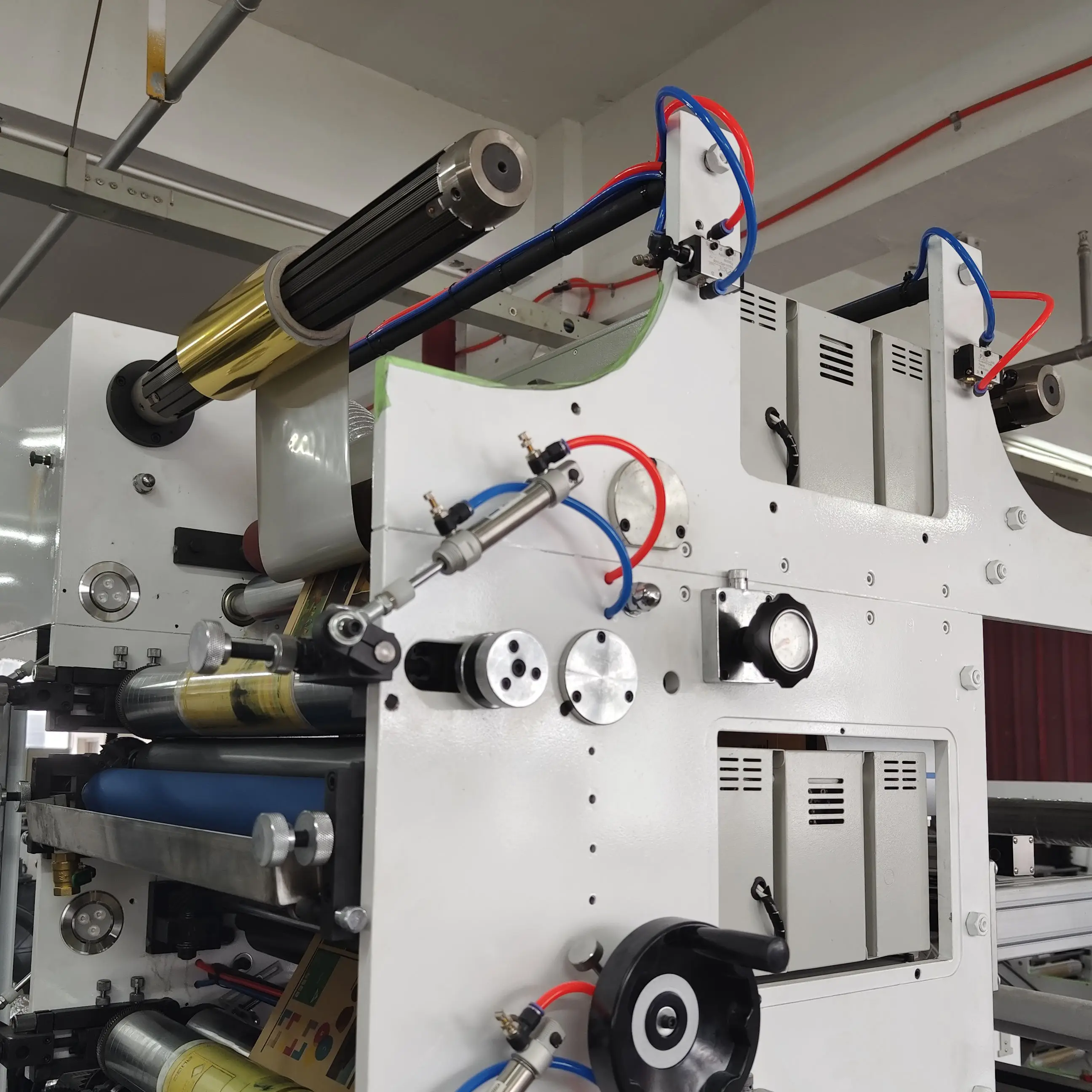 HJRY-420 6 Color Adhesive Label Paper Cold Foil Stamping Flexo Printer Machine BOPP Film Flexo Printing Press