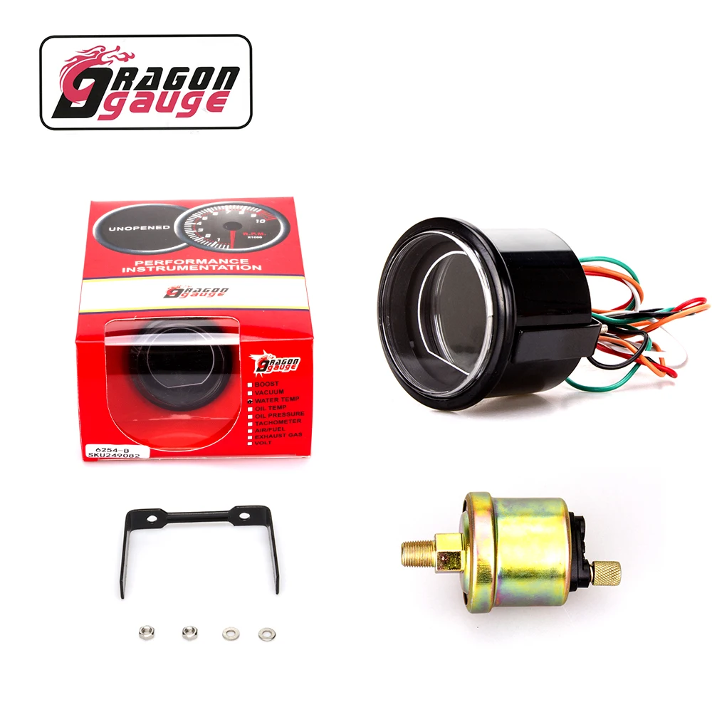 DRAGON GAUGE Liquid Crystal Display 52mm 150 PSI Oil Pressure Gauge With Sensor Auto Meter Blue Red lights Digital 12v (6256-B)