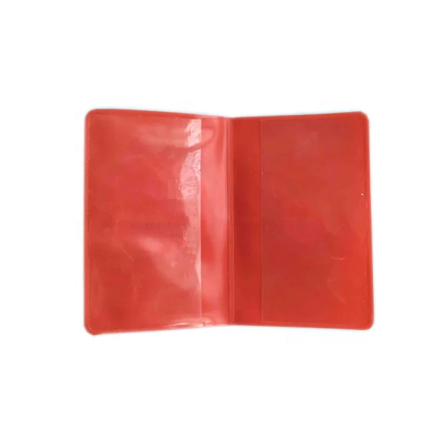 Пластиковый держатель для карт из красного ПВХ с тремя карманами для визитных карточек