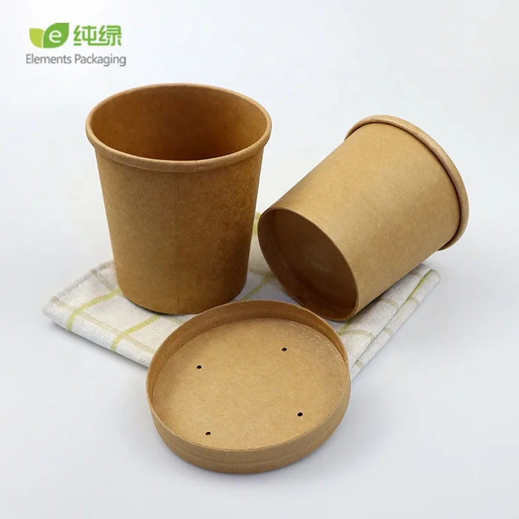 Disposable Kraft/Plain White To Go Soup Bowl Paper Soup Cups Packaging Kraft Paper Cup