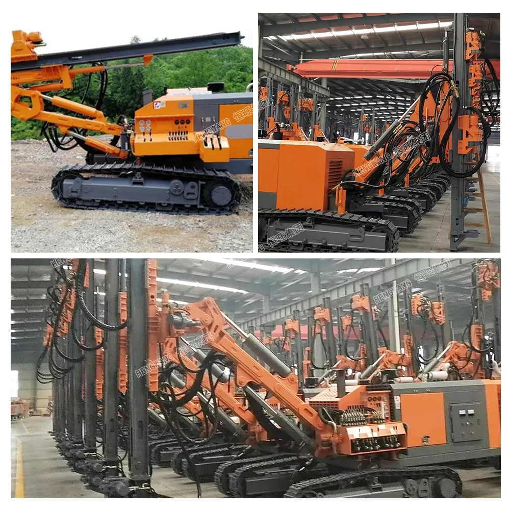 Factory price 73.5KW dth blast hole drilling rig Hengwang crawler rock drilling machine quarry drilling machine for granite