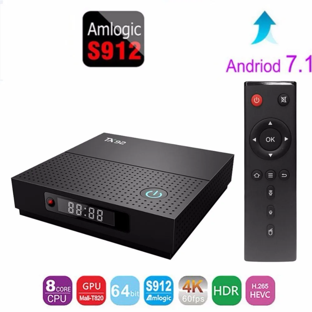 TX92 3 ГБ ОЗУ 32 Гб ПЗУ Android 7 1 Amlogic S912 2 4G/5G двухдиапазонный wifi Смарт