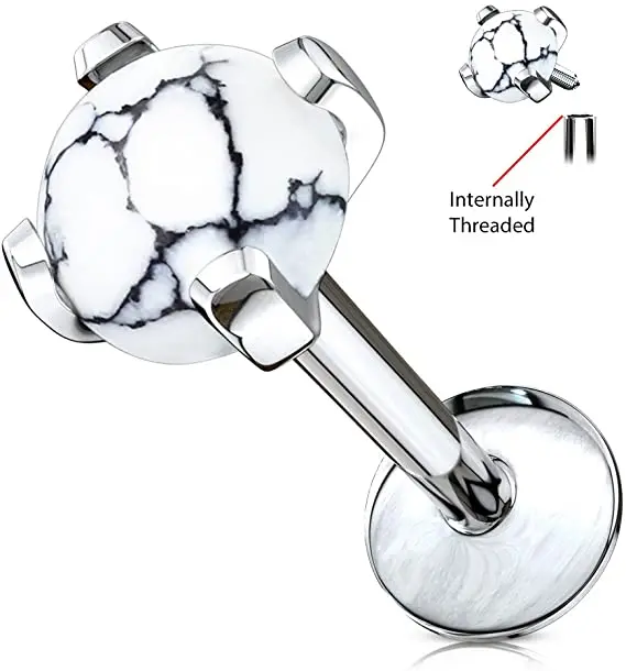 ASTM F136 titanium G23 Labret Opal Lip Rings For Piercing Body Jewelry