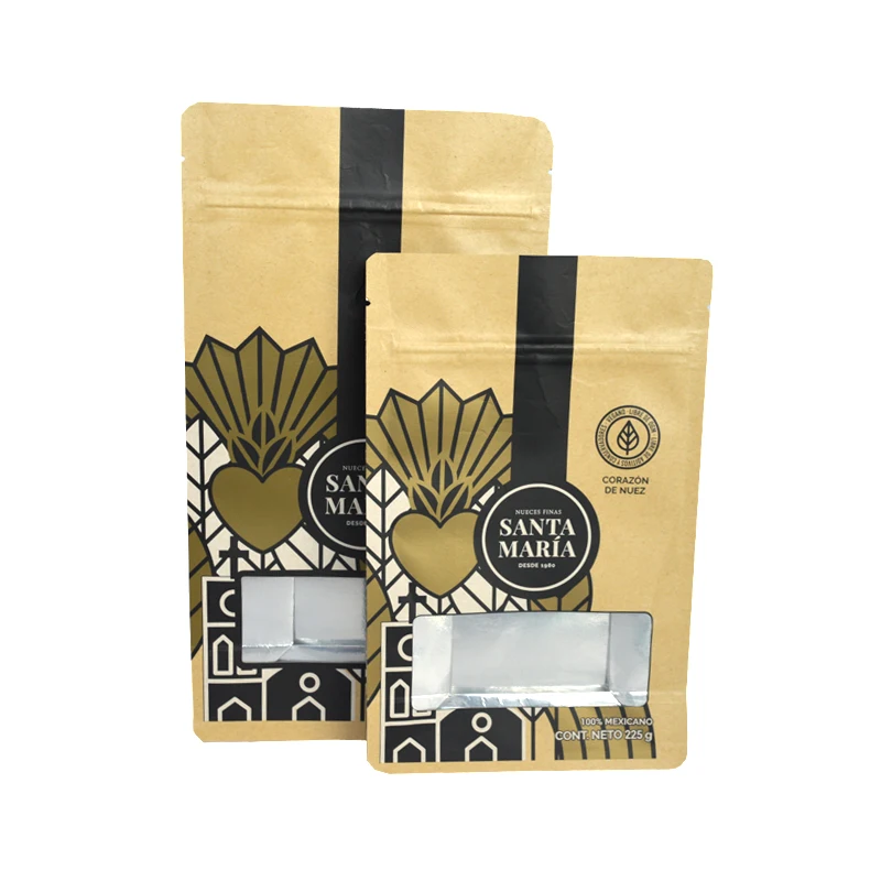 Food Grade Moisture Proof Resealable 1Kg Customized Brown Packaging Paper Flour Bags With Zipper Tear Notch