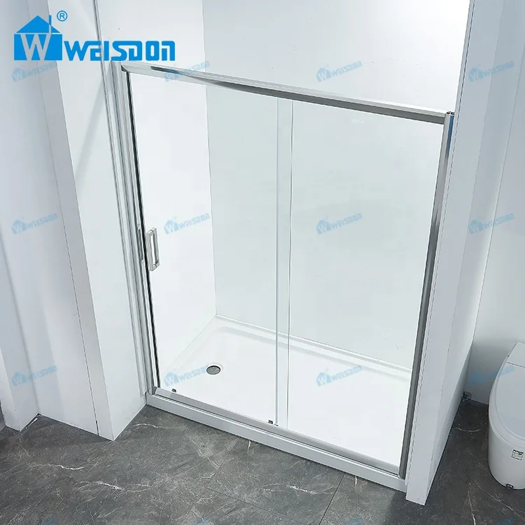 Weisdon OEM ODM Bathroom Single Sliding Shower Room Framed Aluminum Tempered Glass Shower Door