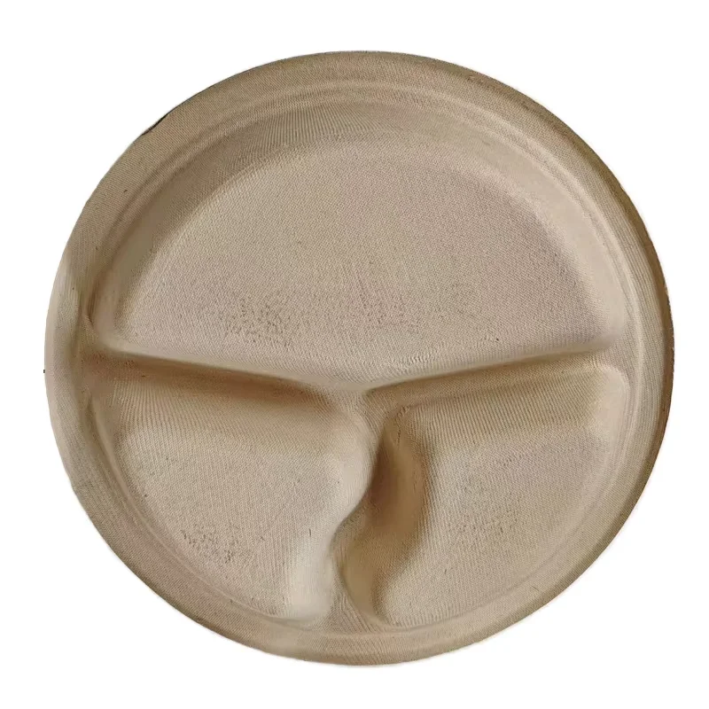 Customization Compostable Disposable Paper Plates Round Divided 3 Compartments dinner plate
