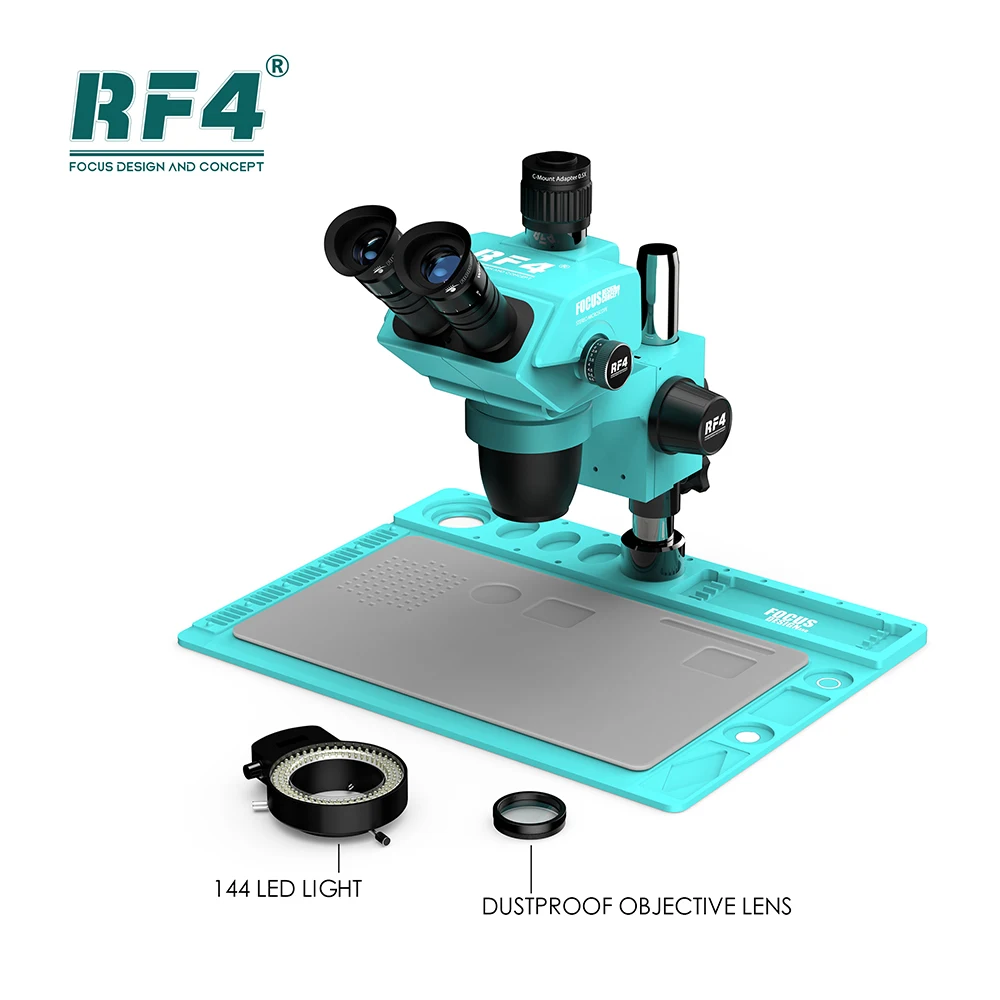 RF4 RF-6565PROD2 Continuous Zoom Trinocular Microscope WF10X23 Wide-angle eyepiece with Upgrade 0.5xCTV Dustproof microscope