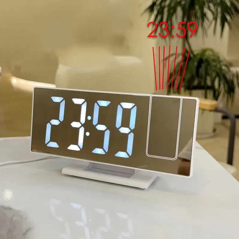 Factory price Multifunctional alarm clock with projection camara  LED Mirror Desk Alarm Clock Usb Electronic