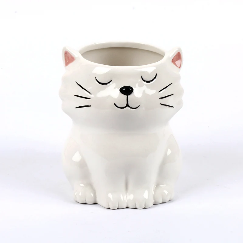 Оптовая продажа, милый инстаграмма, 3D уникальный керамический горшок с котенком, котом, цветком, глиняные керамические горшки