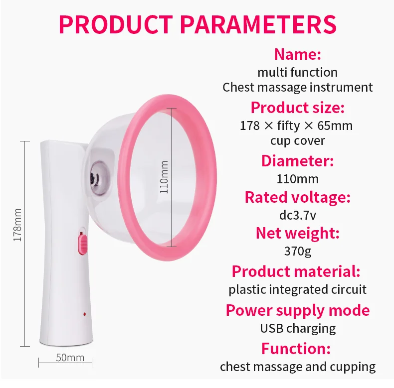 Free shipping HGMed Portable Hot Breast Suck and Massage Breast Enlargement Breast Massager Machine
