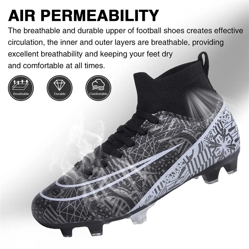 Hot Sell Factory Custom Cheap High Top AG FG Cleats Mens Women Oem Soccer Boots Shoes American Football Soccer Cleats For Boy