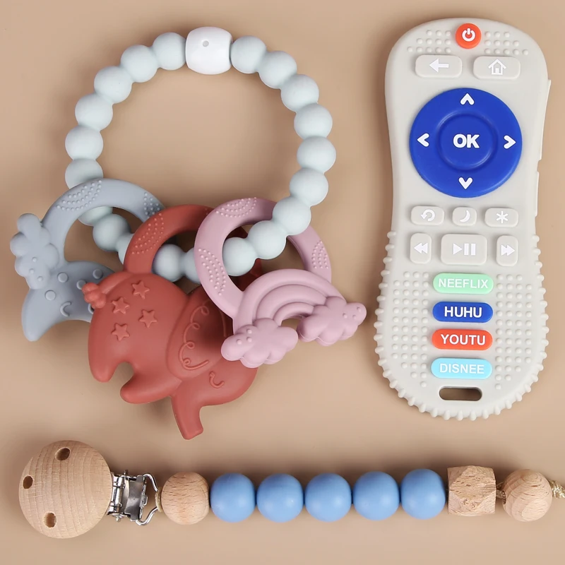 Wholesale TV Remote Control Design Silicone Baby Teether Silicone Baby Teething Toys Silicone Teethers Teething Toys