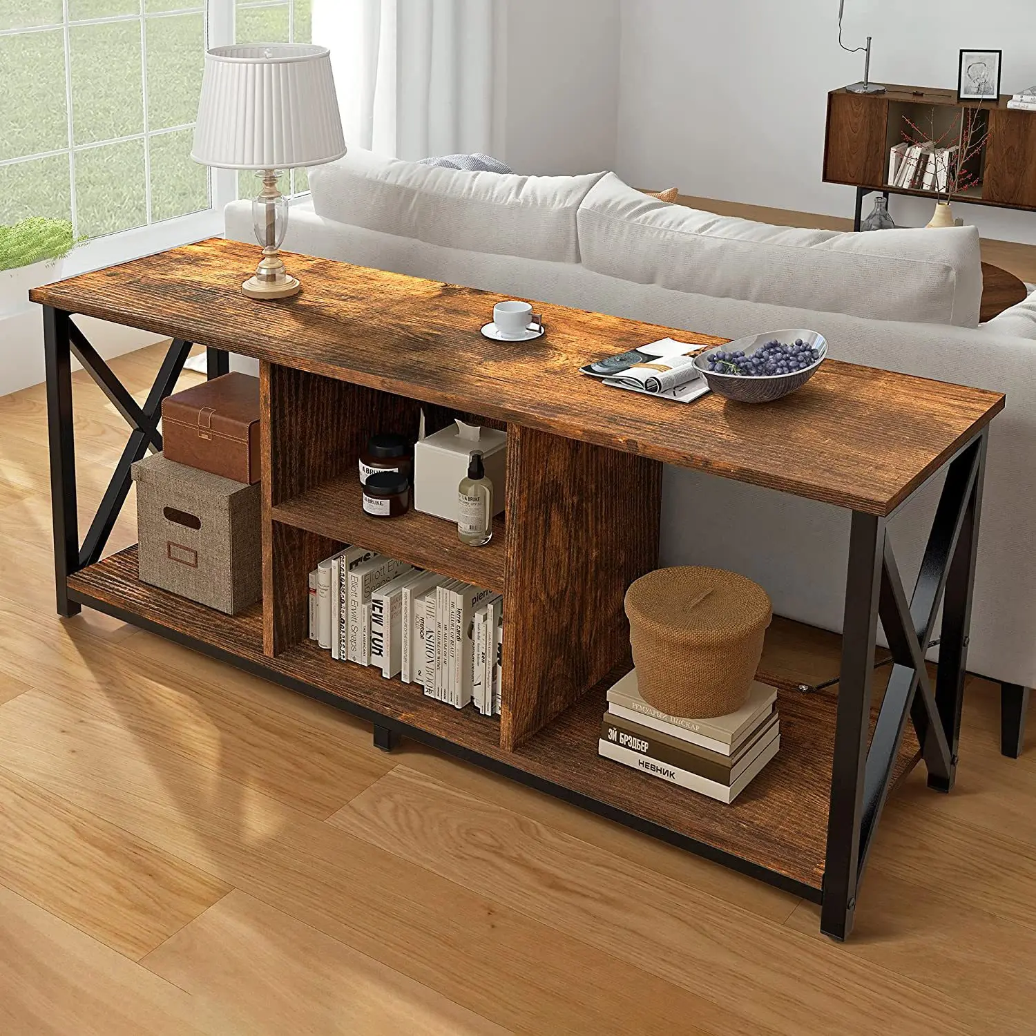 Home Living Room Console Table TV Stand Furniture Wooden Simple TV Stand Wood TV Shelf Cabinet