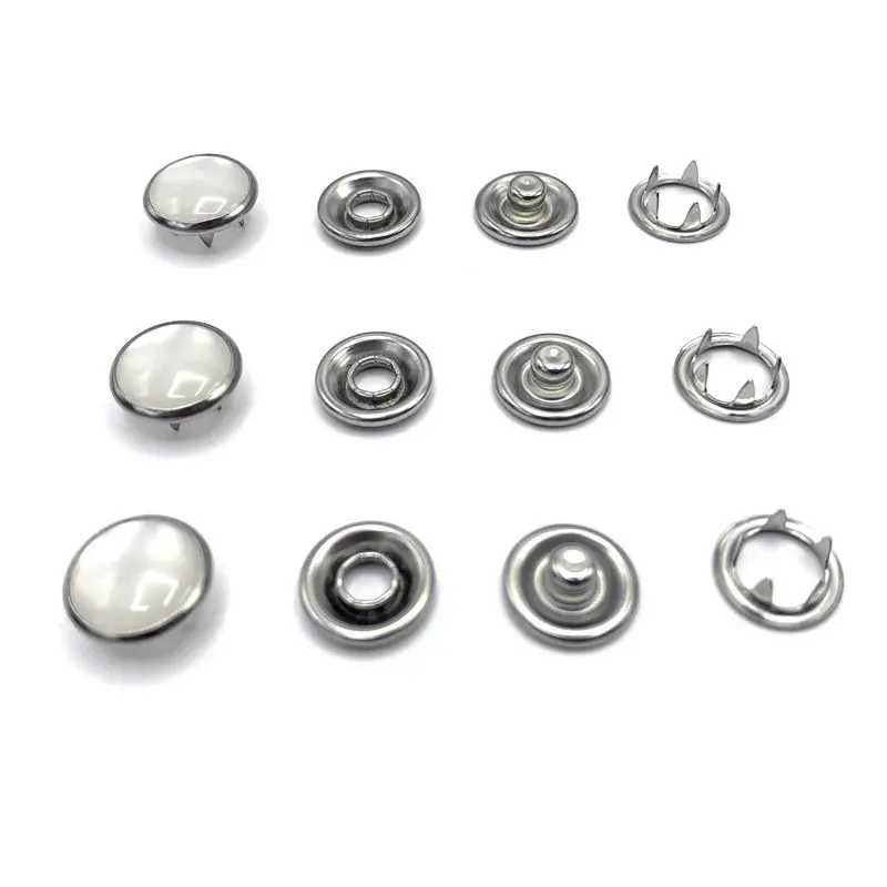 Custom Logo Colors Metal Copper Alloy Snap Button  Pearl Prong Ring Snap Design Button For Cloth Accessories
