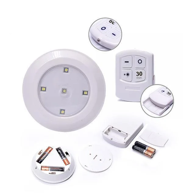 Hot Sale 3W COB Wireless  Mini Led  Night Light Pat Lamp With Remote Control Set of 3 For Bedroom Wardrobe Corridor