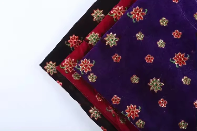 Chinese factory woven velour printed material  material decor velvet fabric in meter