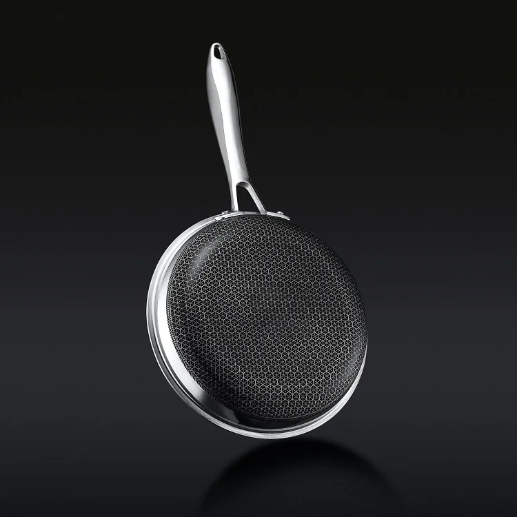304 Stainless Steel Custom Kitchen Stainless Steel Non Stick Honeycomb Round Stir Frying Pan