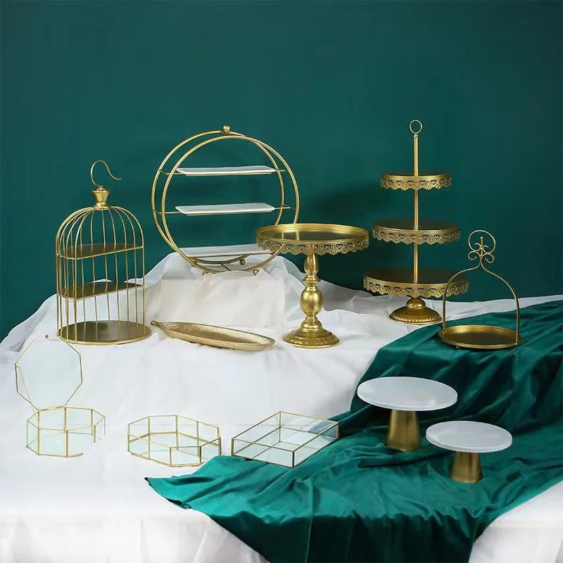 Gold Wedding Acrylic Crystal Wedding Centerpiece for Sweet Dessert Cake Display