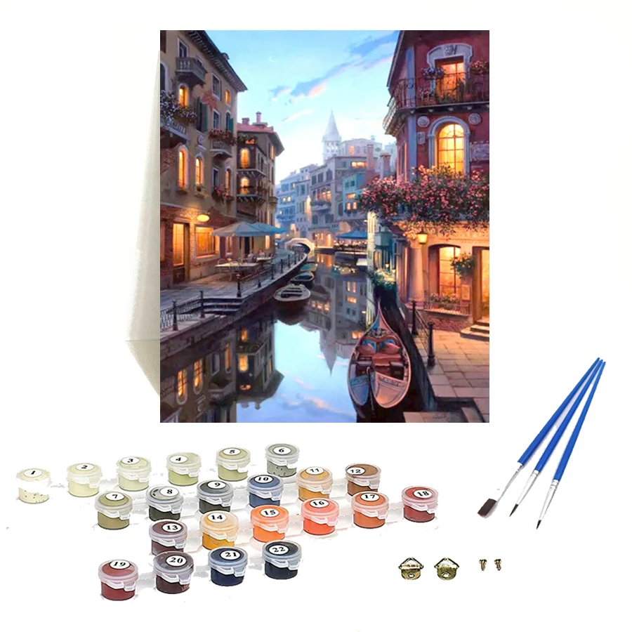 DIY Landscape oil painting European street scenery painting by numbers kits for adults diy painting wholesale Orfon Brand