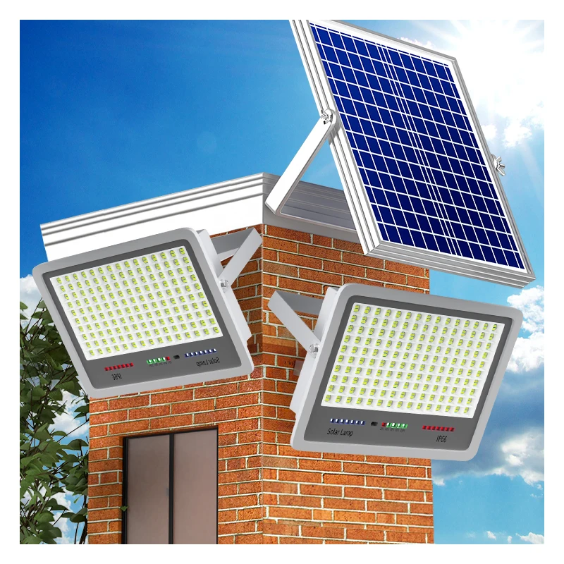 Outdoor Energy-saving 100W 200w 300w Solar Powered Led Solar Double Flood Light High Power With Remote Control