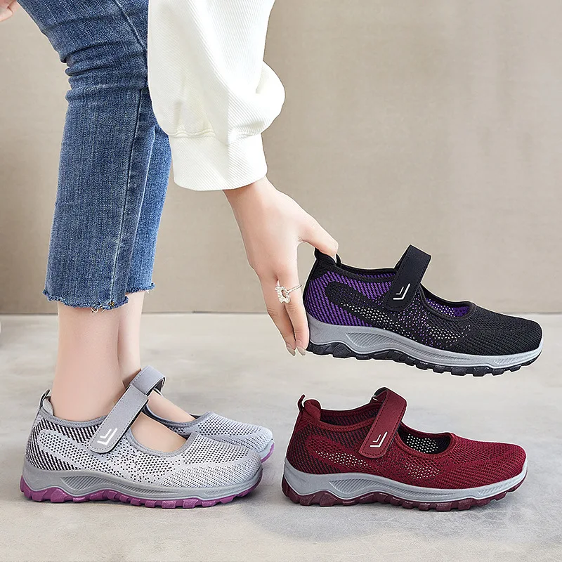 Comfortable Buckle Beijing Middle Aged And Elderly Mom Walking Shoes Fashion Support Shoes