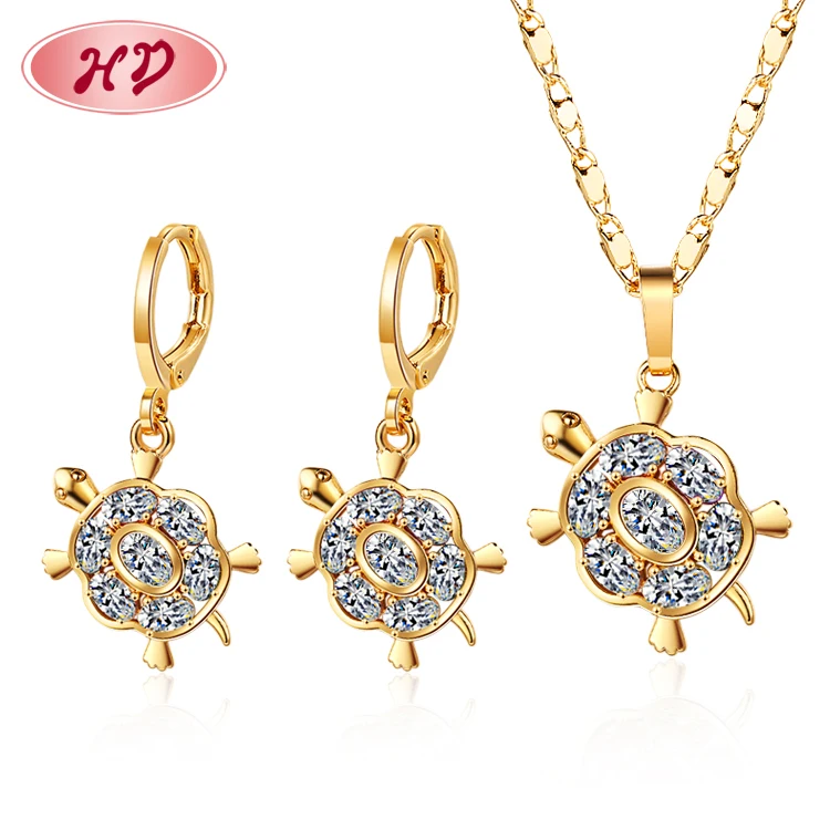 2021 Fashion Cute Cz Earring and Necklace Fine Jewelry Sets Jewellery Gold Plated AAA Grade Cubic Zirconia for Women Brass 18k