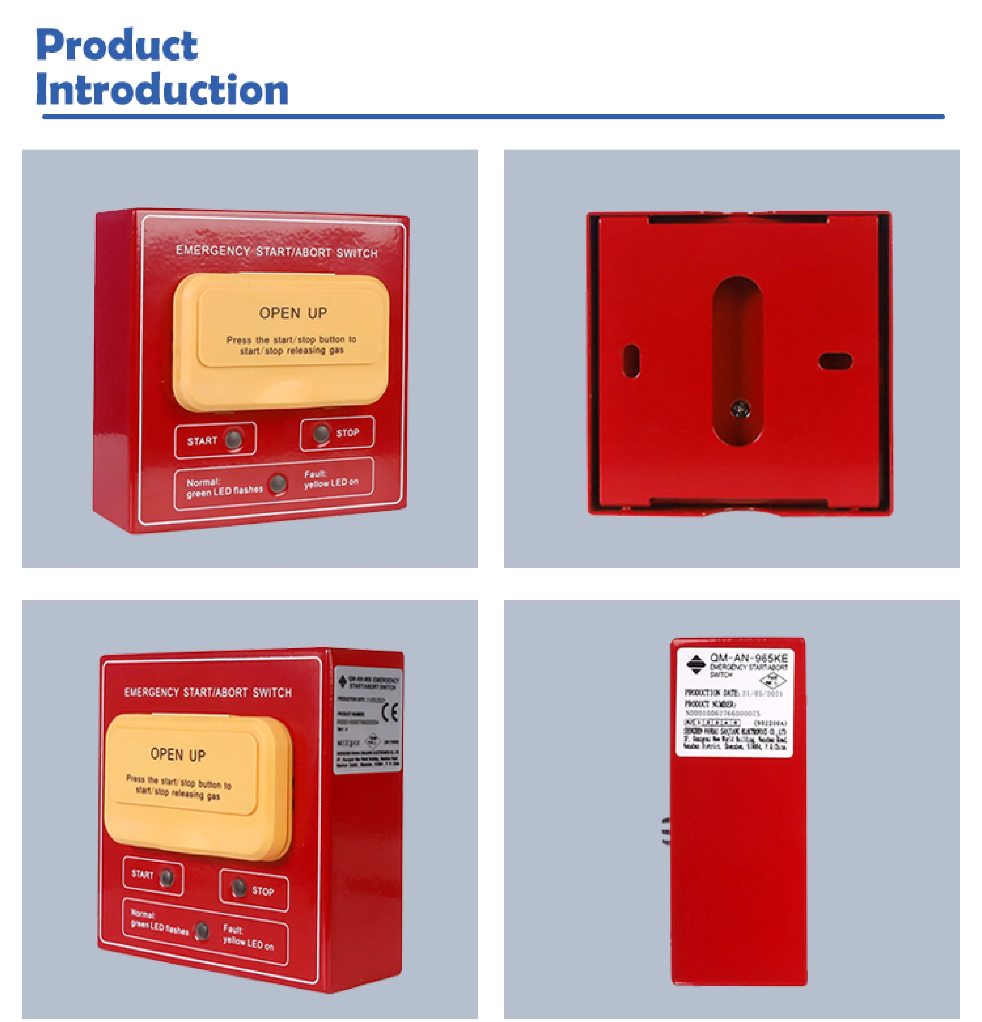 Factory Price Emergency Start/Stop Button for GAS Extinguishing System