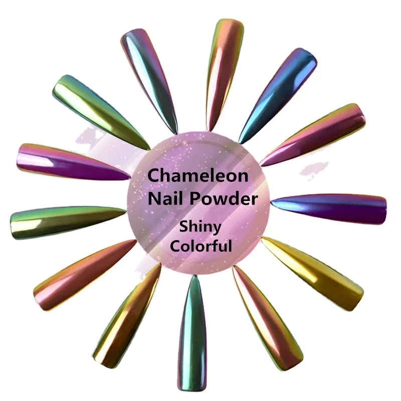 12 Colors Nail Art High Shining Colorful Chrome Mirror Effect Chameleon Nail Powder Coating