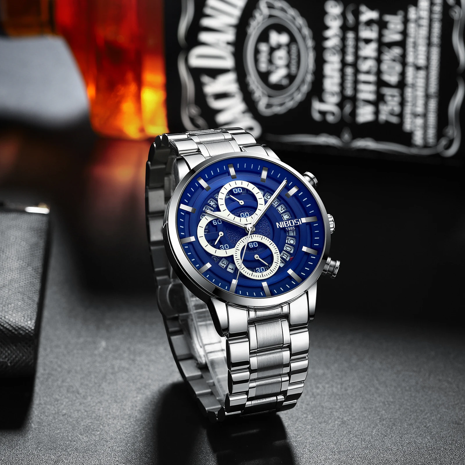 Luxury Watch Strap Wristwatch NIBOSI 2369 Movt Quartz Watch Stainless Steel reloj