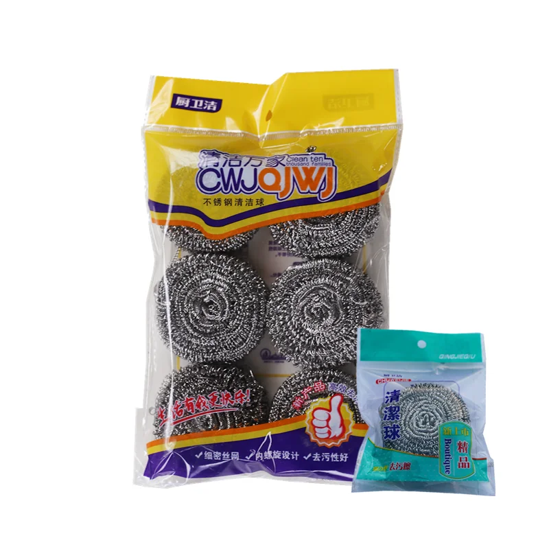 China Factory Direct Sale Stainless Steel Wire Mesh Pot Scrubber For Dishes Heavy Duty Kitchen Cleaning Metal Scourer