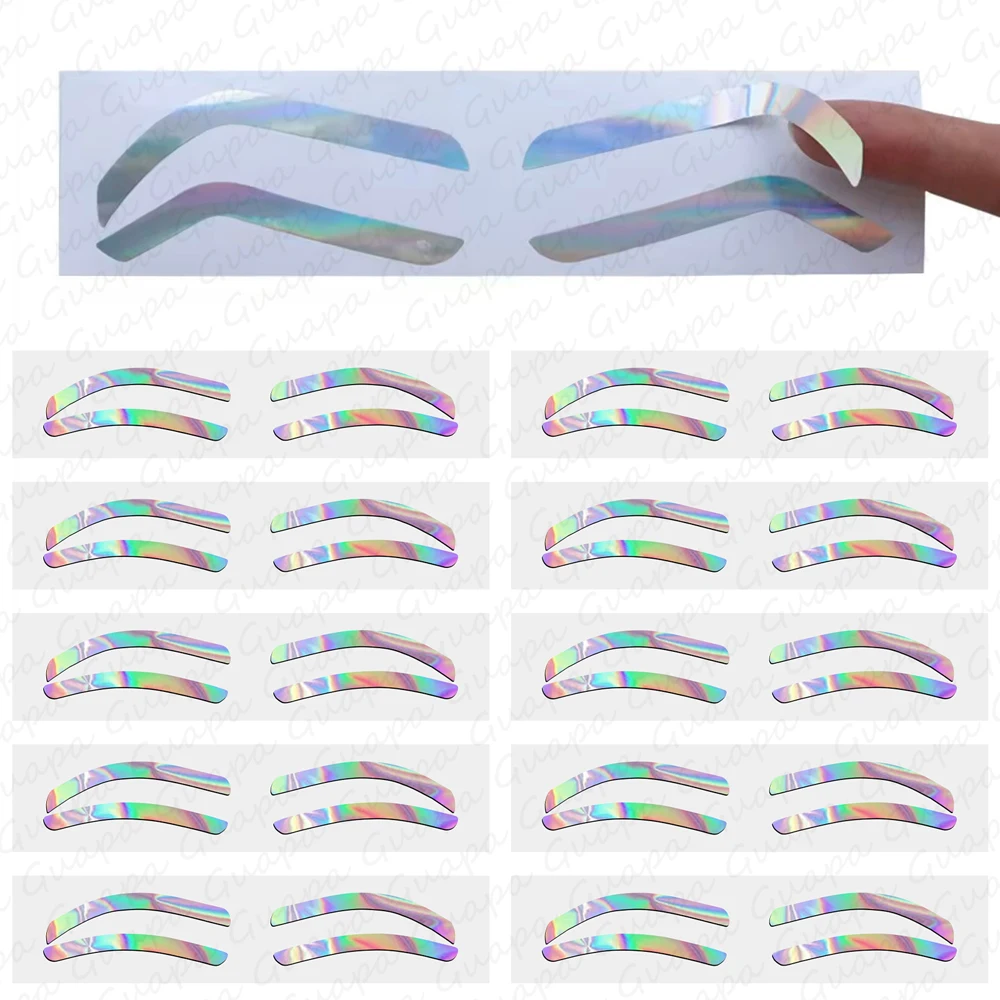 Holographic Silver Eyebrow Airbrush Shaping Stencils Brow Guide Shape Outline Tape Eyebrow Sticker Stencil Brow Tinting Template