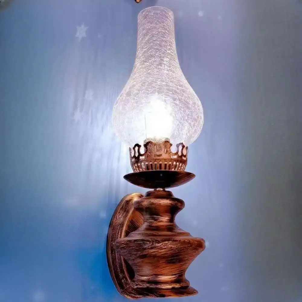 Old-fashioned Kerosene Antique Lamp Coffee Shop Hotel Corridor Frosted LED Wall Light