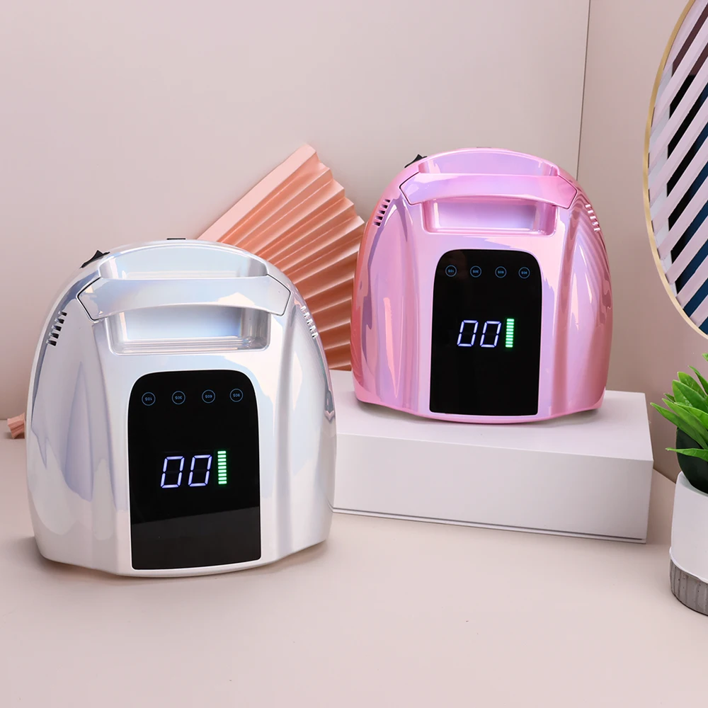 Metallic Pink Wireless Handheld Uv Gel Red Light 96w 42beads Nail Dryer Led Uv Light Finger Lamp