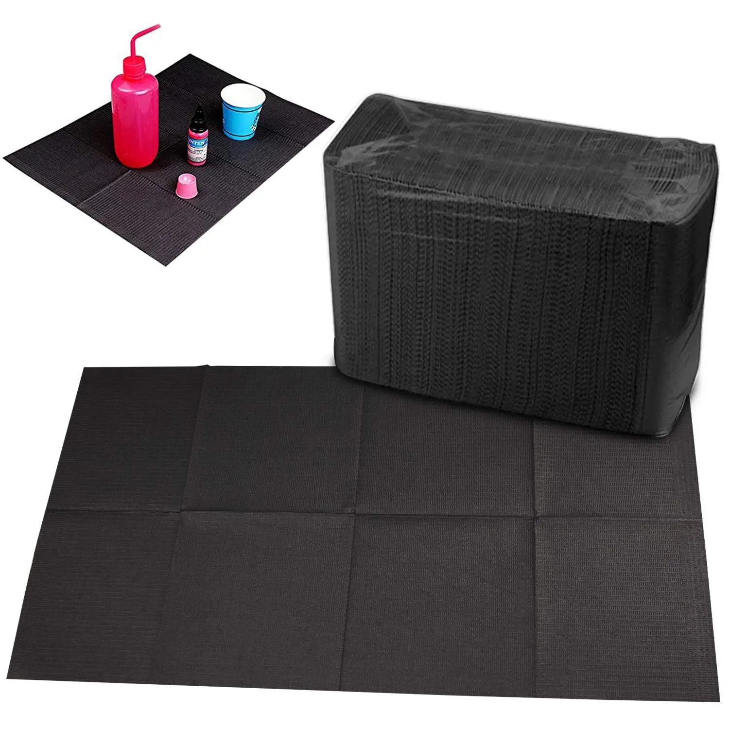 Beauty Salon Nails Disposable Colorful Tattoo Pad Product Waterproof Dental Bibs Black Non Woven