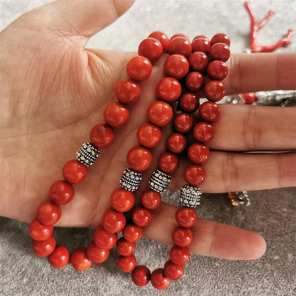 Saudi Arabia Style 33 Beads High Grade Natural Orange Coral Stone 8mm 10mm Islamic Tasbih Prayer Beads Muslim Rosary Misbaha