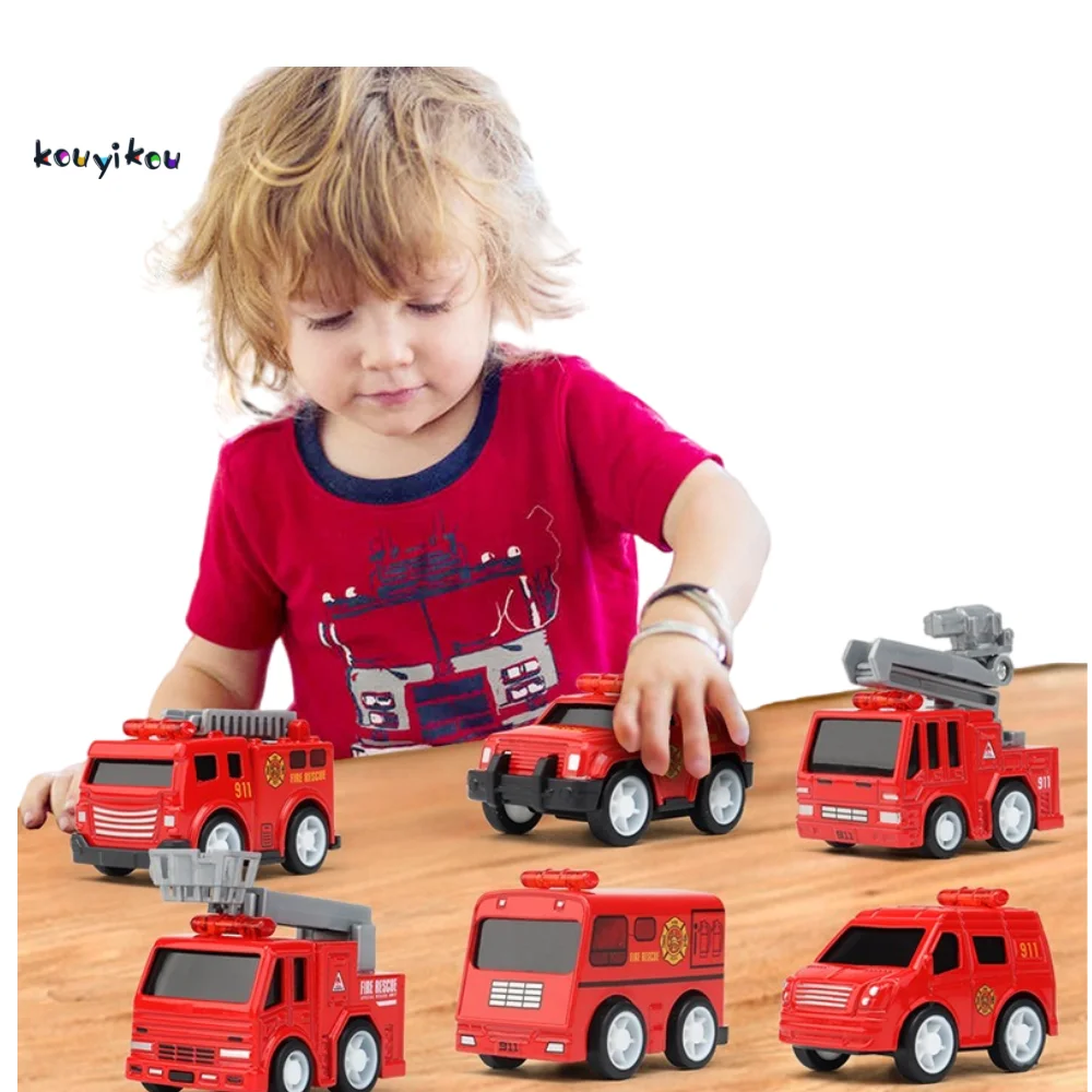KYK Car 24 PCS AllOY Body DISPLAY gift box mini Q version Pull-Back Die cast fire truck model