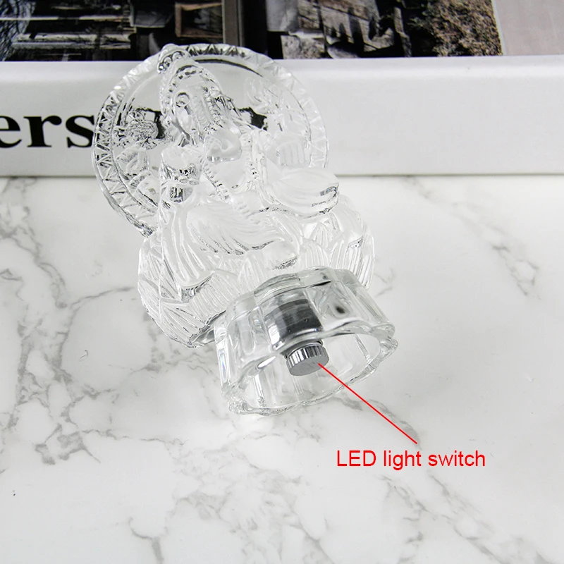 Exquisite Hindu Souvenirs Gift Ganesha Model Crystal Ganesh Statue With LED Base