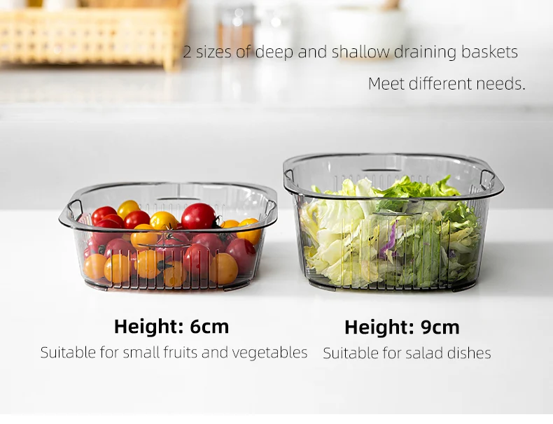 SHIMOYAMA 2 Tier Fruit Veggies Washing and Storage Box Kitchen Accessories Tools Sink Draining Basket Dish Washing Basket