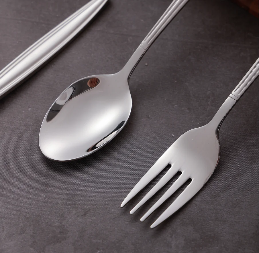 Custom stainless steel silver color cutlery tableware couvert de table cheap online knife spoon and fork dinnerware sets